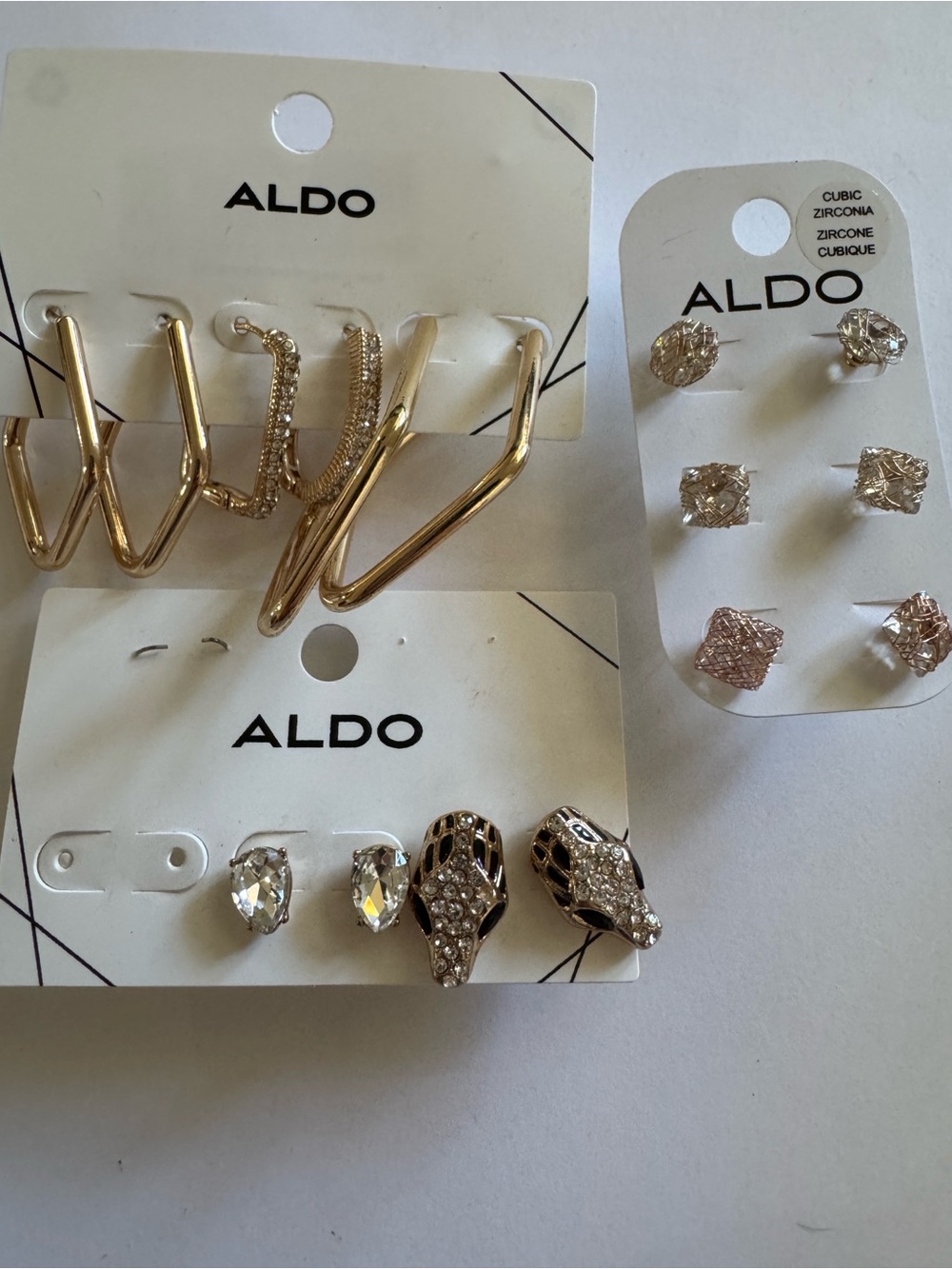 ALDO Gold-Tone Mixed Earring Set with Crystal Accents